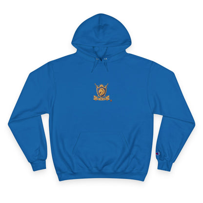 Champion Hoodie — Small Gold Crest Logo Athletic Pullover