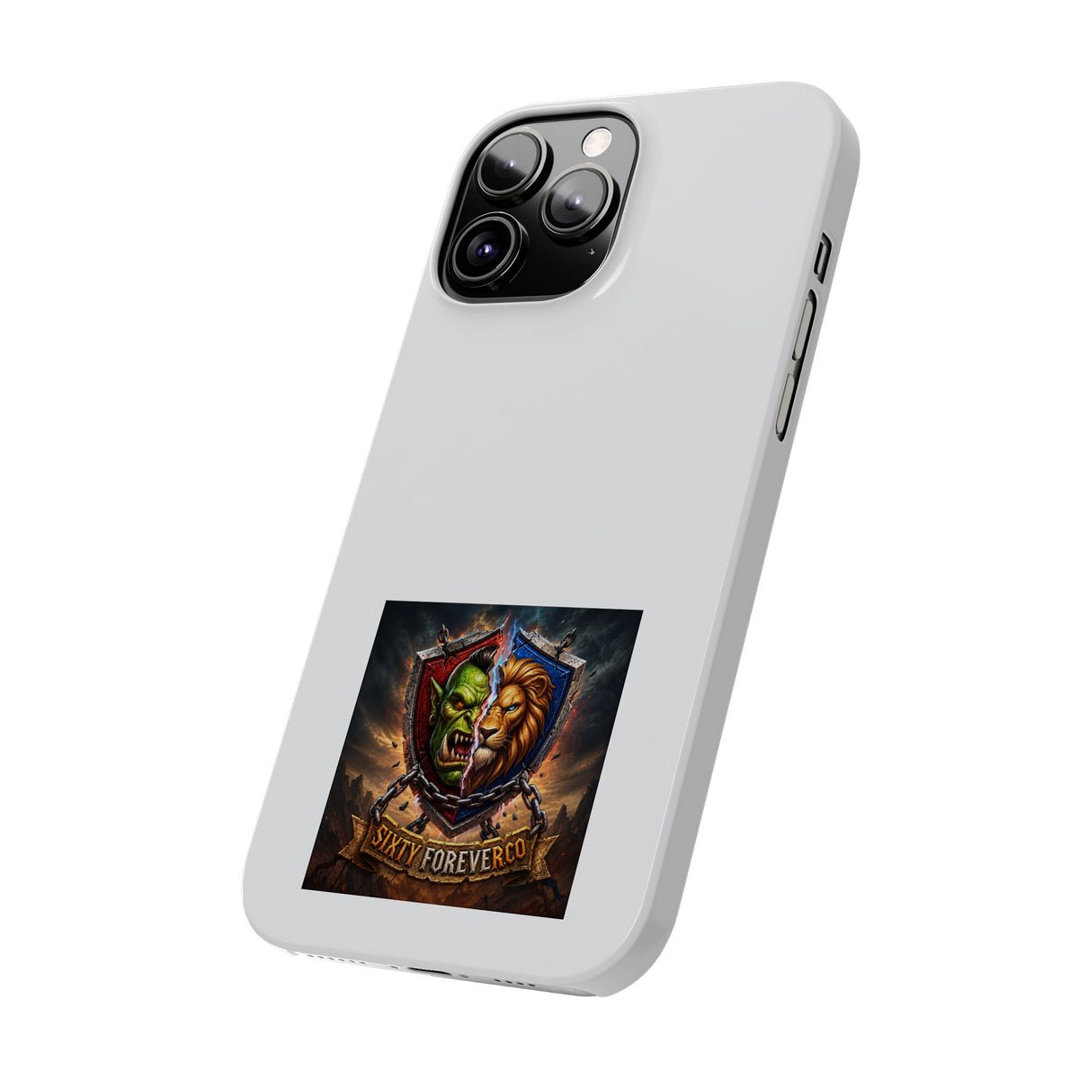 Slim Phone Case — Fantasy Shield Orc & Lion Crest "Sixty Forever"