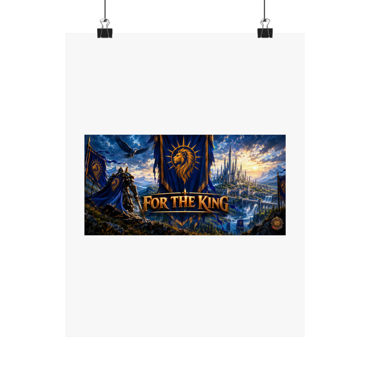 For The King Satin Poster — Fantasy Castle & Lion Banner Wall Art