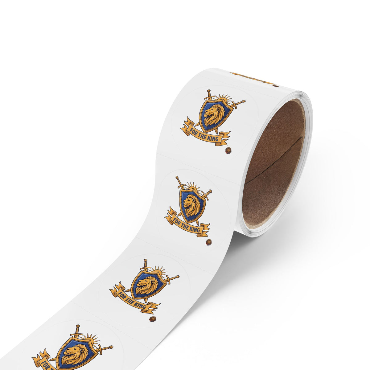 Round Sticker Roll — 'For The King' Lion Crest Label
