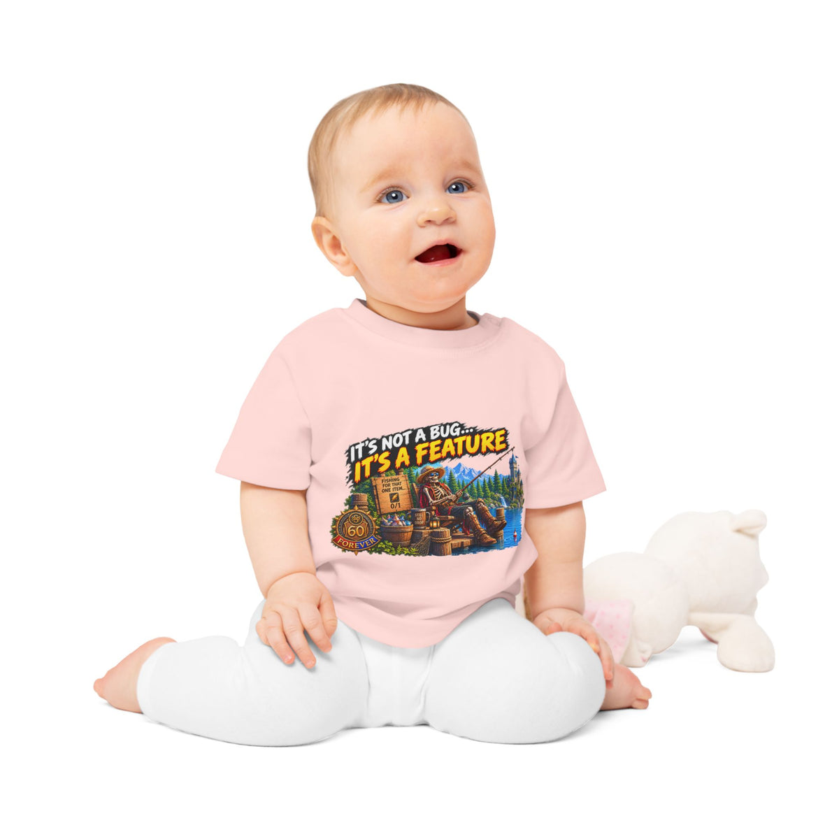 Baby T-Shirt — "It’s Not a Bug, It’s a Feature" Cute Geek Fishing Design