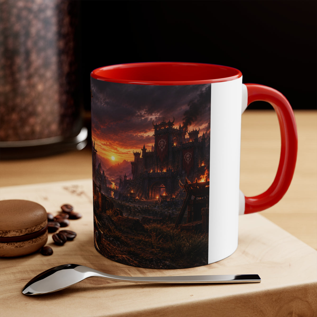 Viking Warcamp Accent Mug — Norse Battle Scene Coffee Cup