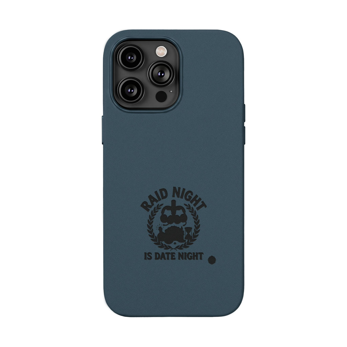 Engraved PU Leather Phone Case — 'Raid Night' Embossed Protective Cover