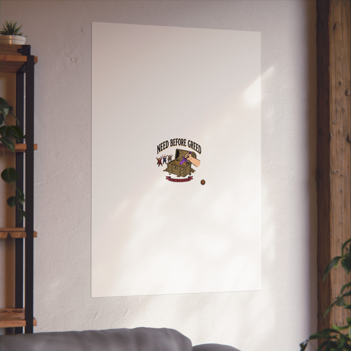 Need Before Greed Fine Art Poster — Vintage Chest Illustration, Inspirational Wall Art