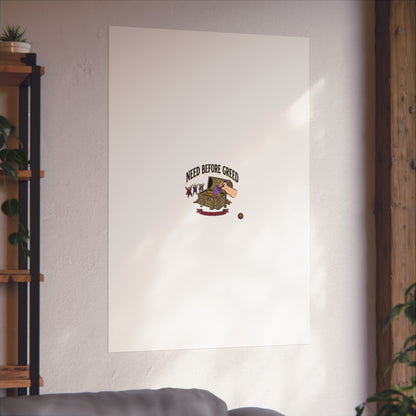 Need Before Greed Fine Art Poster — Vintage Chest Illustration, Inspirational Wall Art