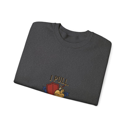 Crewneck Sweatshirt — “I Pull, She Heals” Veterinary/Animal Rescue Crewneck