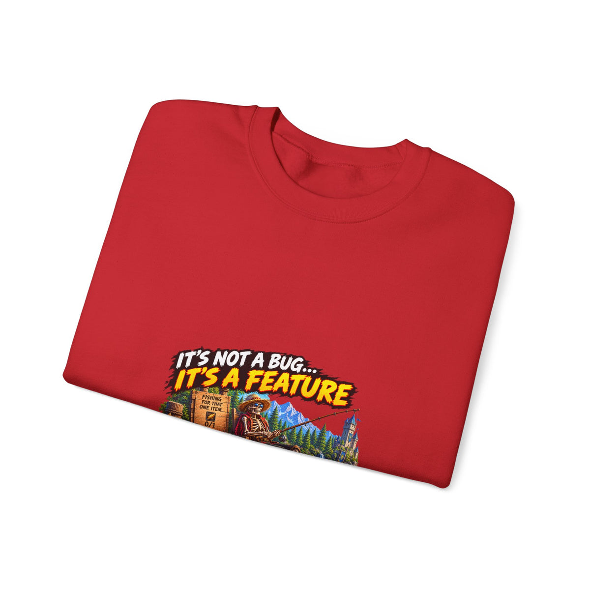 Crewneck Sweatshirt - “It’s Not a Bug, It’s a Feature” Retro Cabin Gamer Design