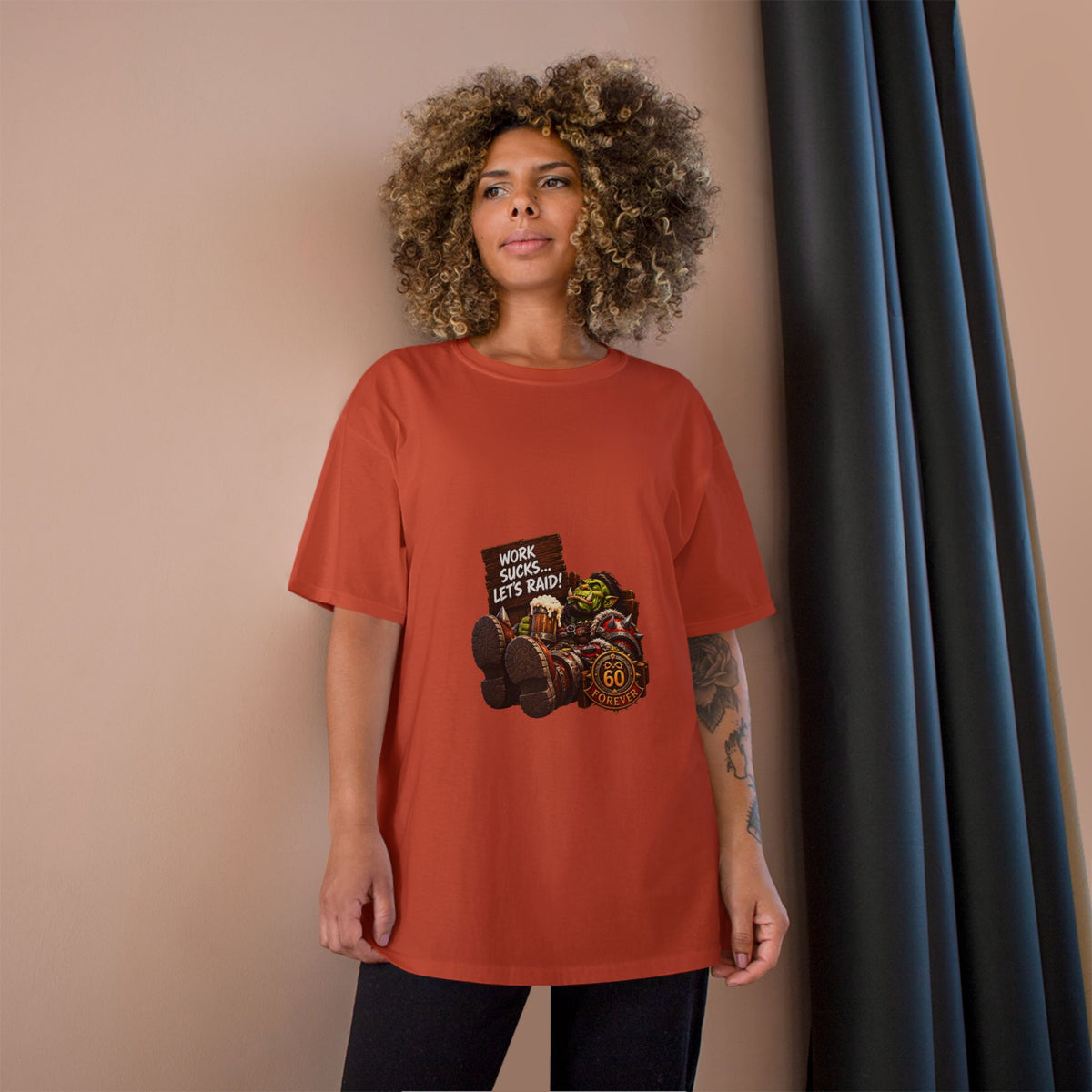 Gaming Champion T-Shirt — "Work Sucks... Let's Raid!" Funny MMO Raid Shirt