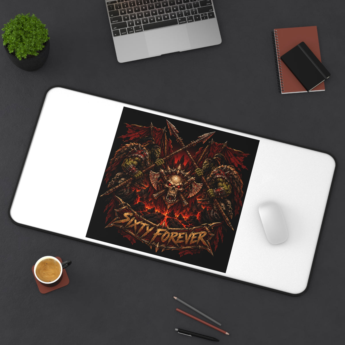 Skull Dragon Desk Mat — 'Sixty Forever' Gothic Gaming Mouse Pad