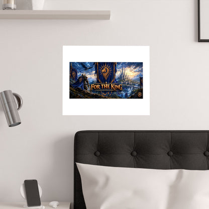 For The King Satin Poster — Fantasy Castle & Lion Banner Wall Art
