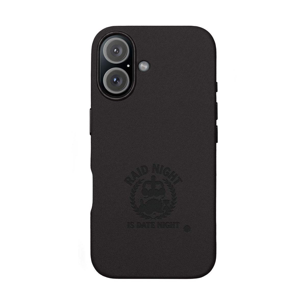 Engraved PU Leather Phone Case — 'Raid Night' Embossed Protective Cover