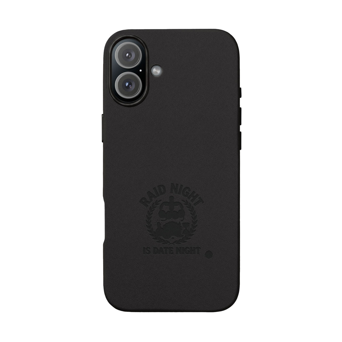 Engraved PU Leather Phone Case — 'Raid Night' Embossed Protective Cover