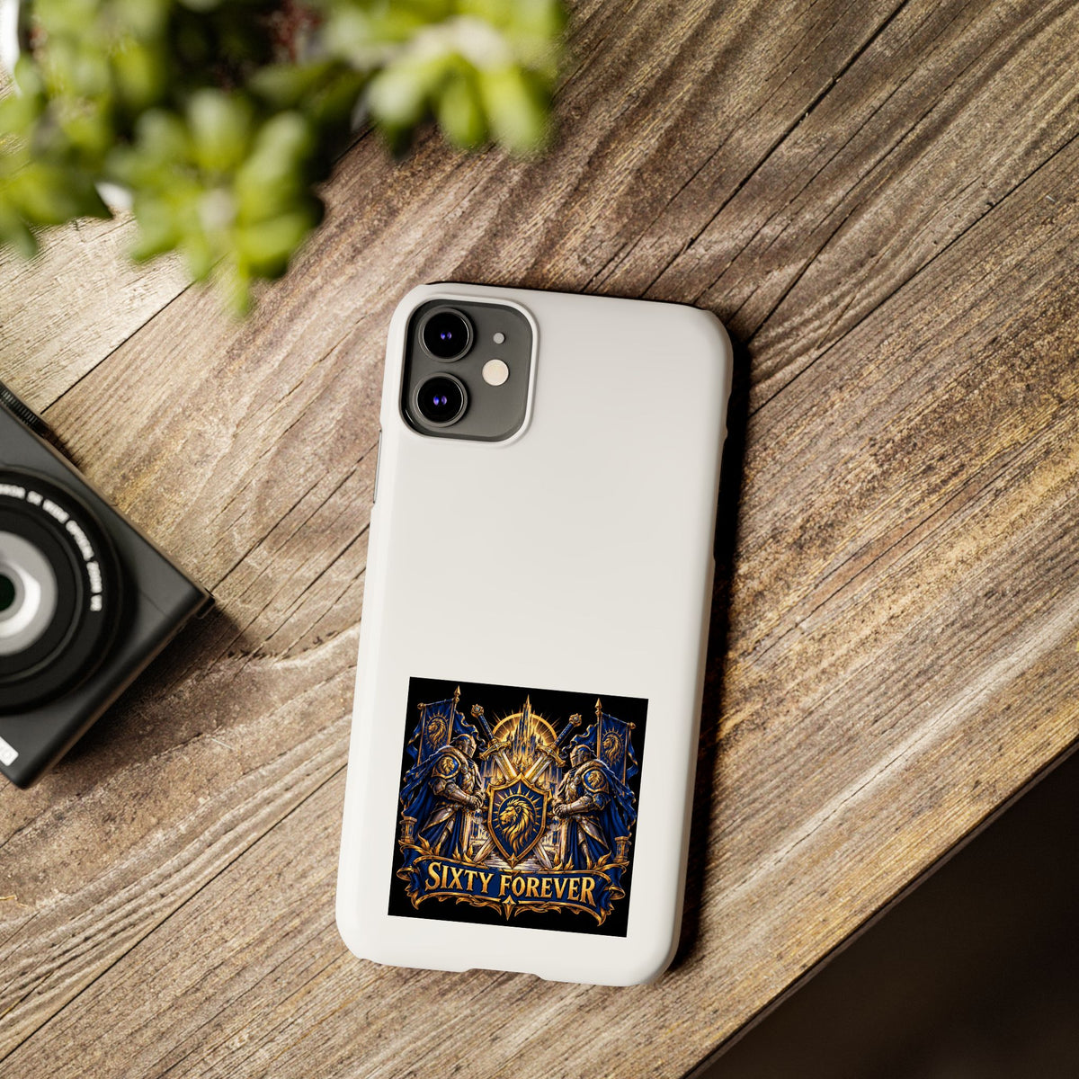 Slim Phone Case — "Sixty Forever" Shield Knight Graphic
