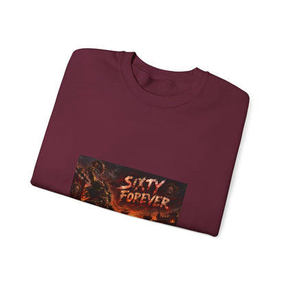 Sixty Forever Crewneck Sweatshirt — Gothic Fire Graphic Sweatshirt