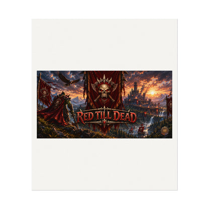 Red Till Dead Gothic Skull Poster — Textured Watercolor Matte Print