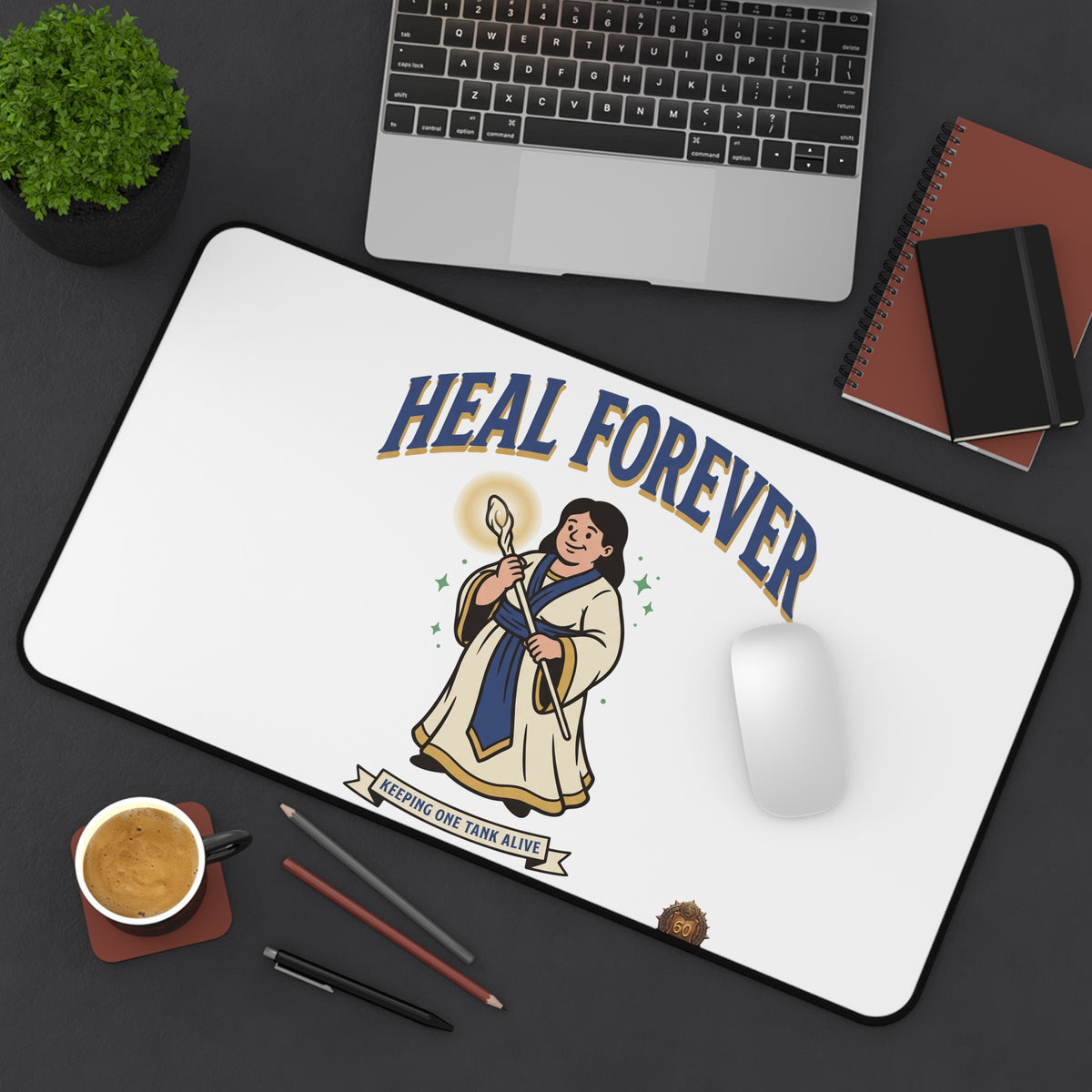 Heal Forever Desk Mat — Inspirational Healer Illustration Mouse Pad