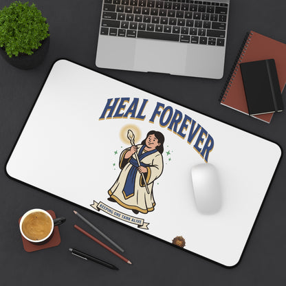 Heal Forever Desk Mat — Inspirational Healer Illustration Mouse Pad