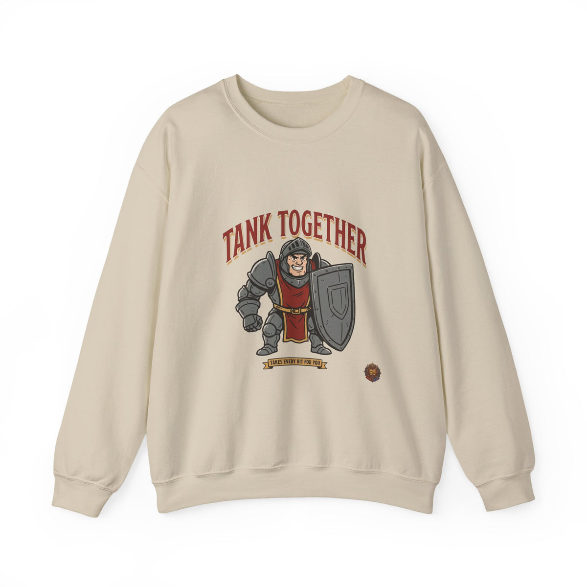 Tank Together Crewneck Sweatshirt — Funny RPG Tank Companion Graphic