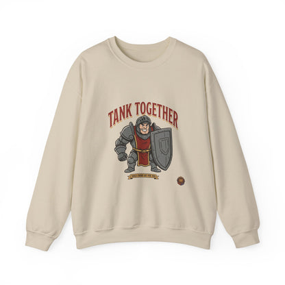 Tank Together Crewneck Sweatshirt — Funny RPG Tank Companion Graphic