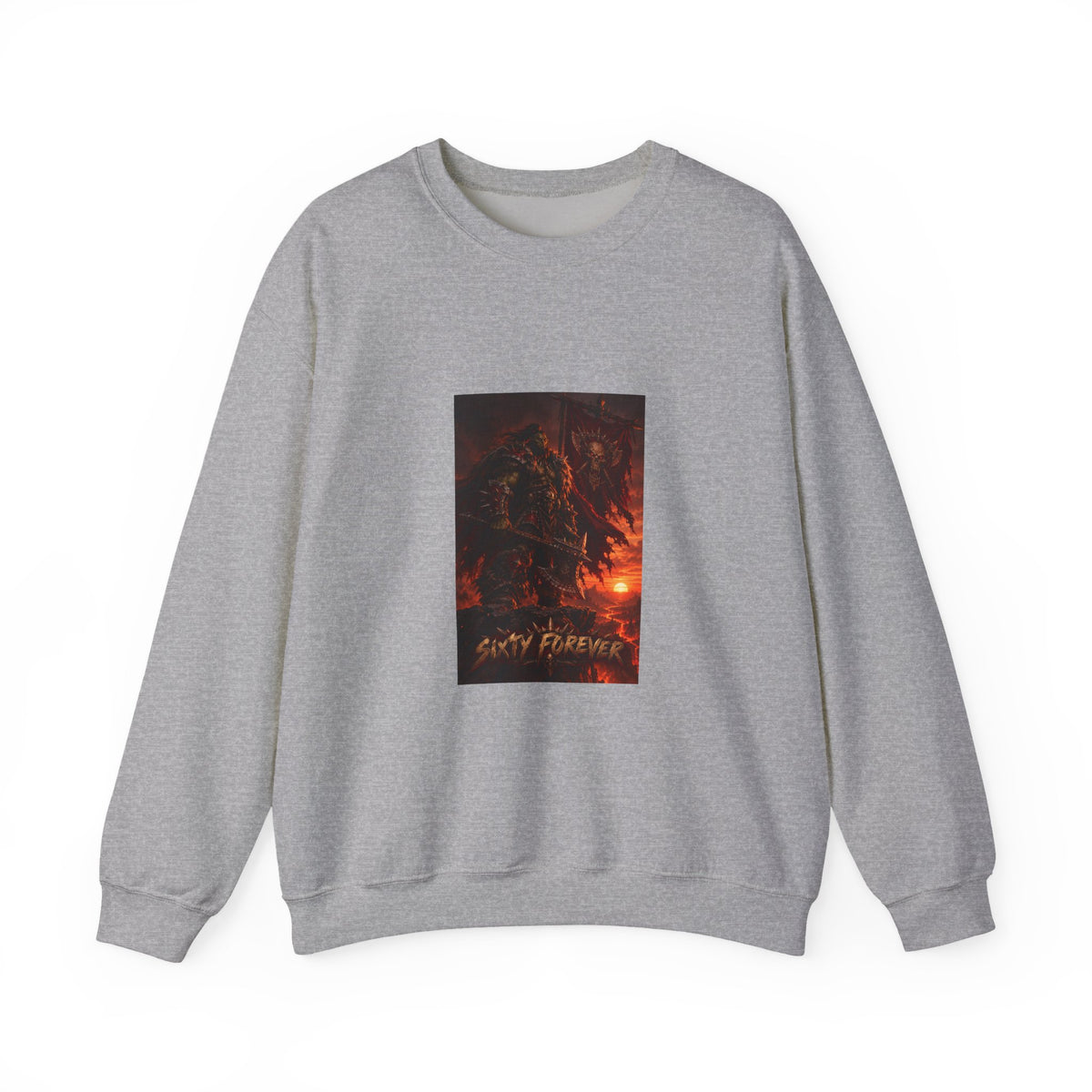 Crewneck Sweatshirt — Dark Fantasy Inferno Graphic with “Stay Forever” Text