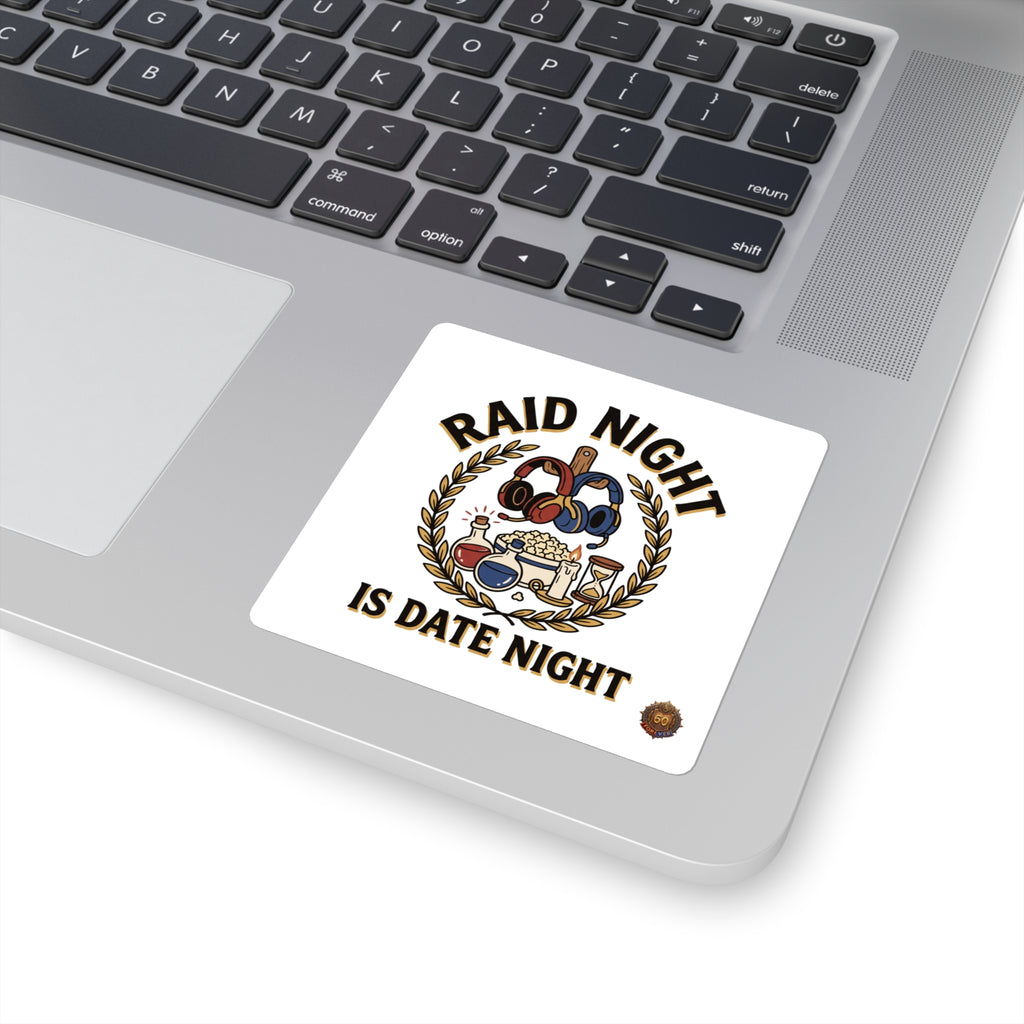 Square Sticker — "Raid Night Is Date Night" Gaming Couple Sticker