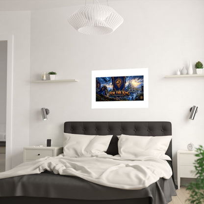 For The King Satin Poster — Fantasy Castle & Lion Banner Wall Art