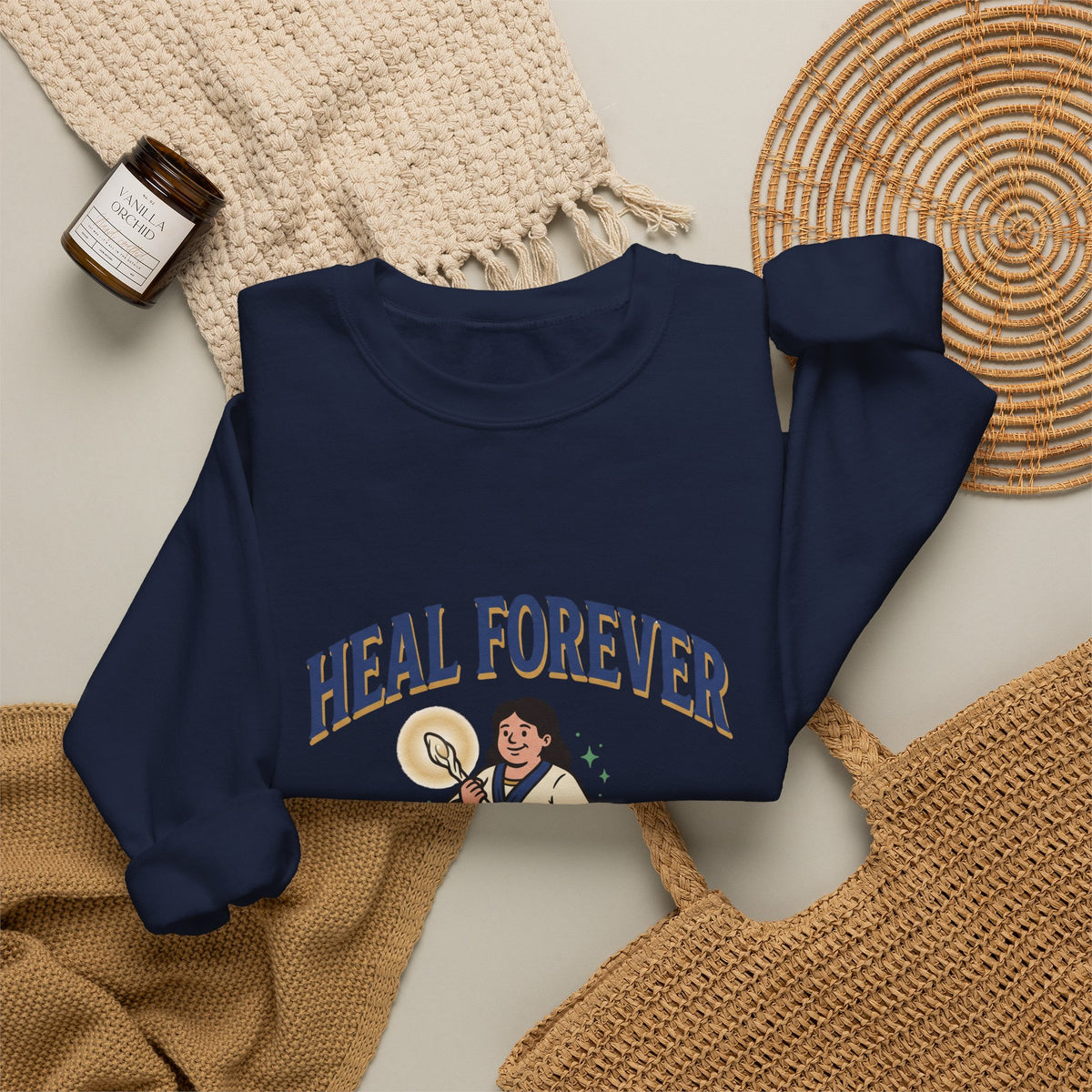Heal Forever Sweatshirt — Vintage Saint Illustration Crewneck