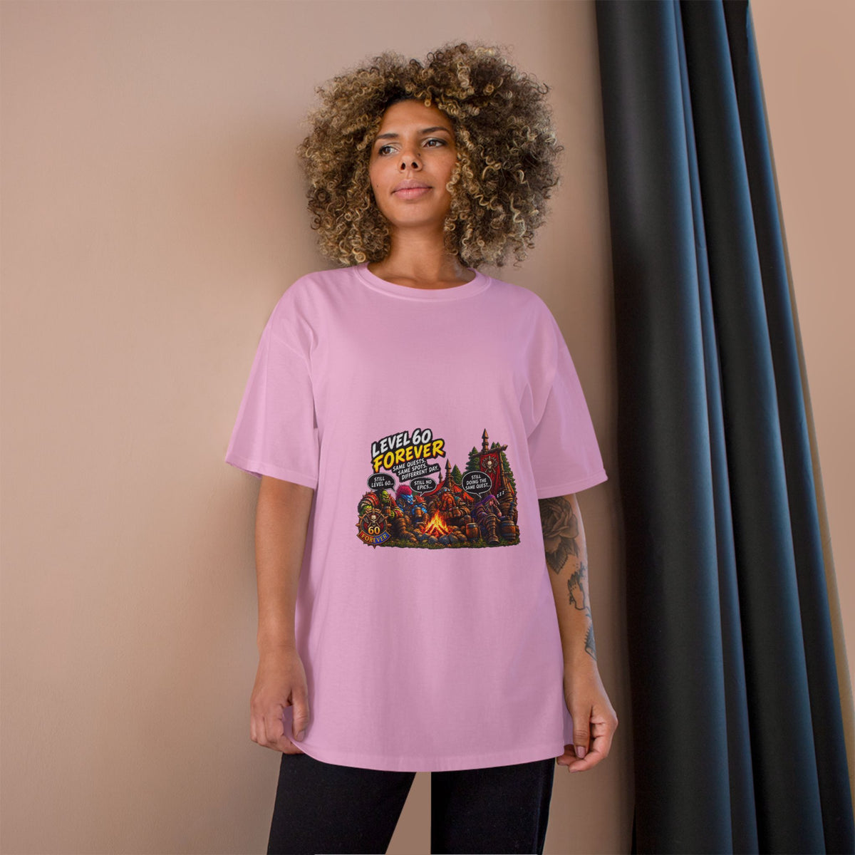 Level 60 Forever T-Shirt – Retro RPG Campfire Gamer Tee