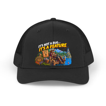 Retro Trucker Hat — "It's Not a Bug... It's a Feature" Camping Patch