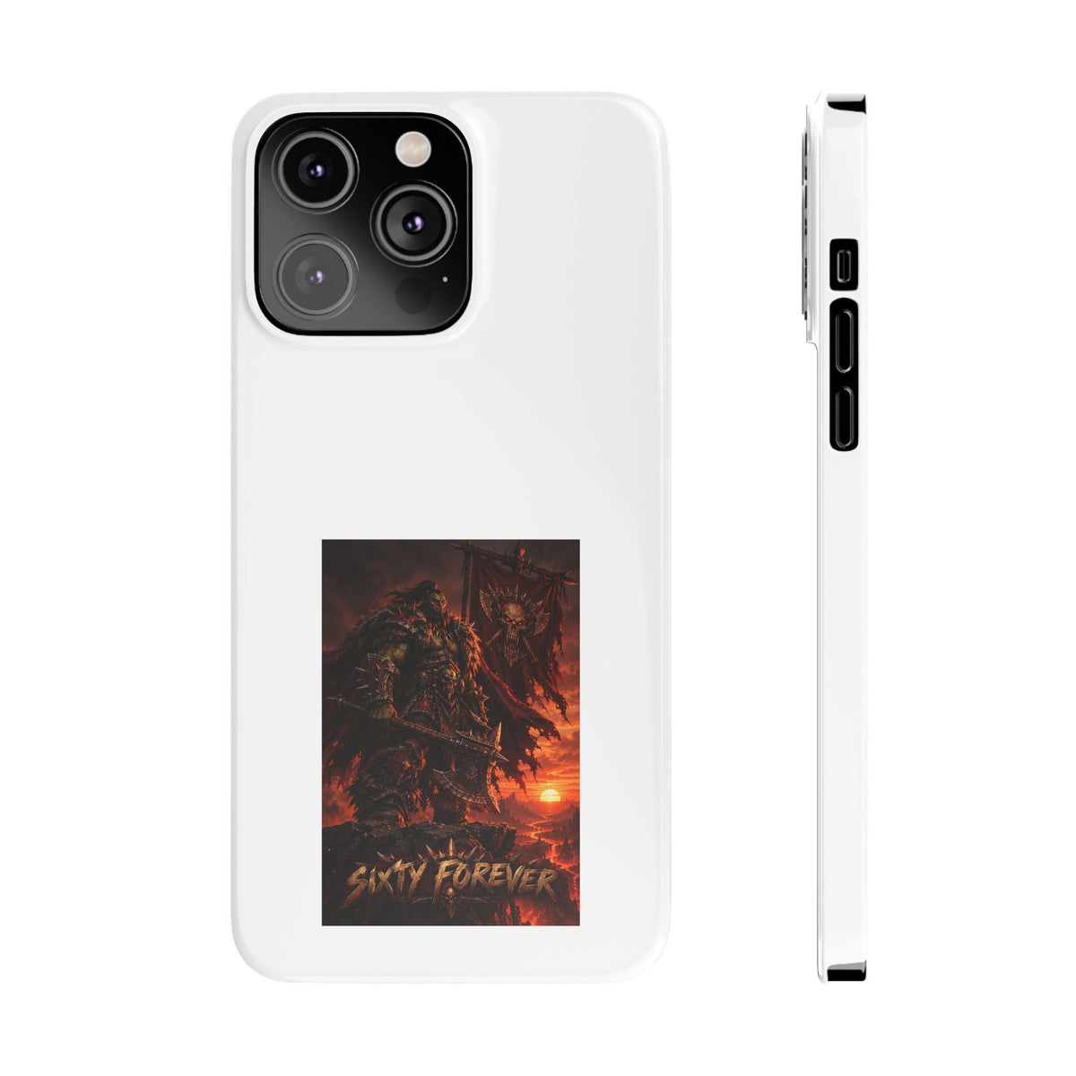Slim Phone Case — Dark Viking Warrior 'Sixty Forever' Graphic