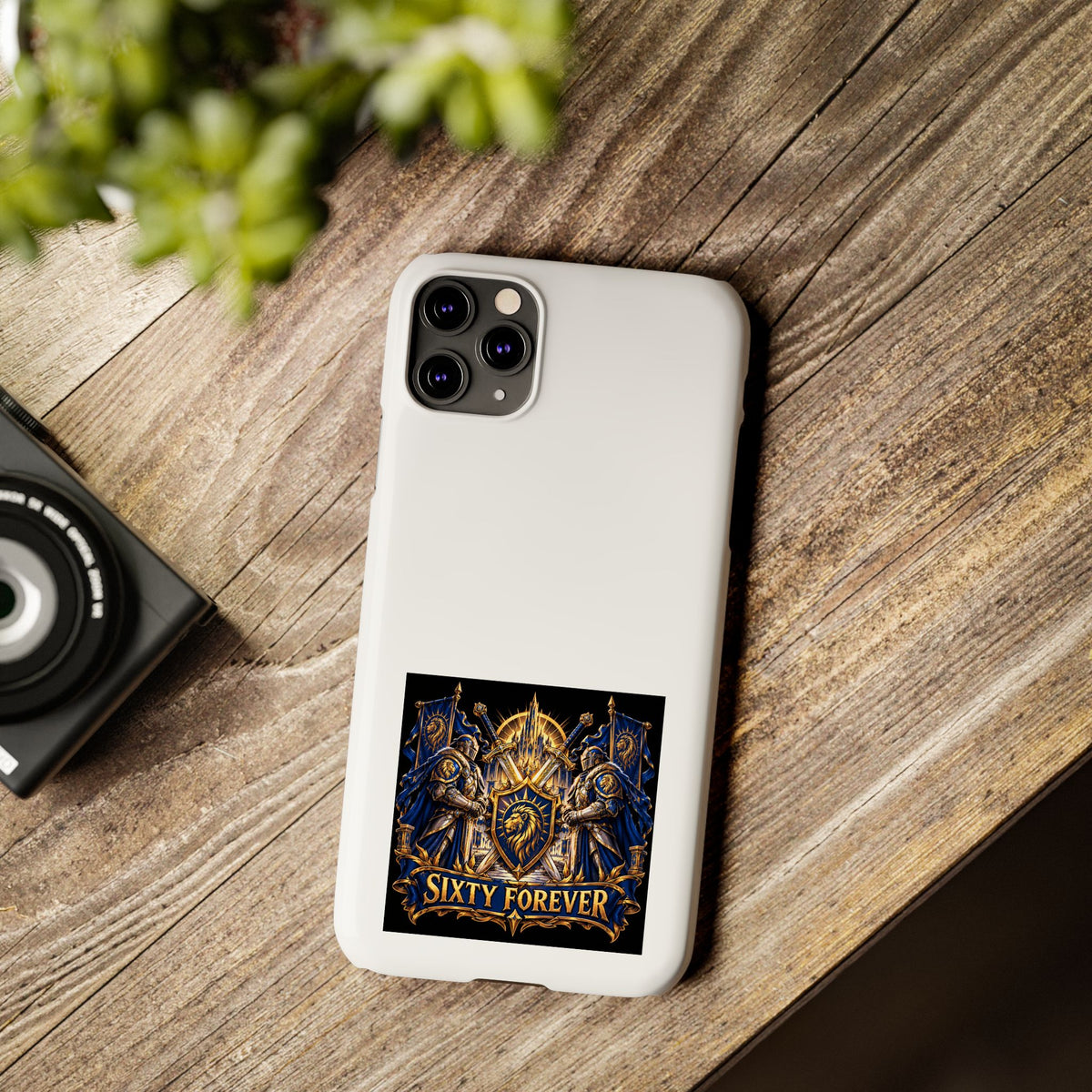 Slim Phone Case — "Sixty Forever" Shield Knight Graphic