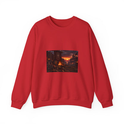 Apocalyptic Cityscape Crewneck Sweatshirt — Dystopian Sunset Graphic