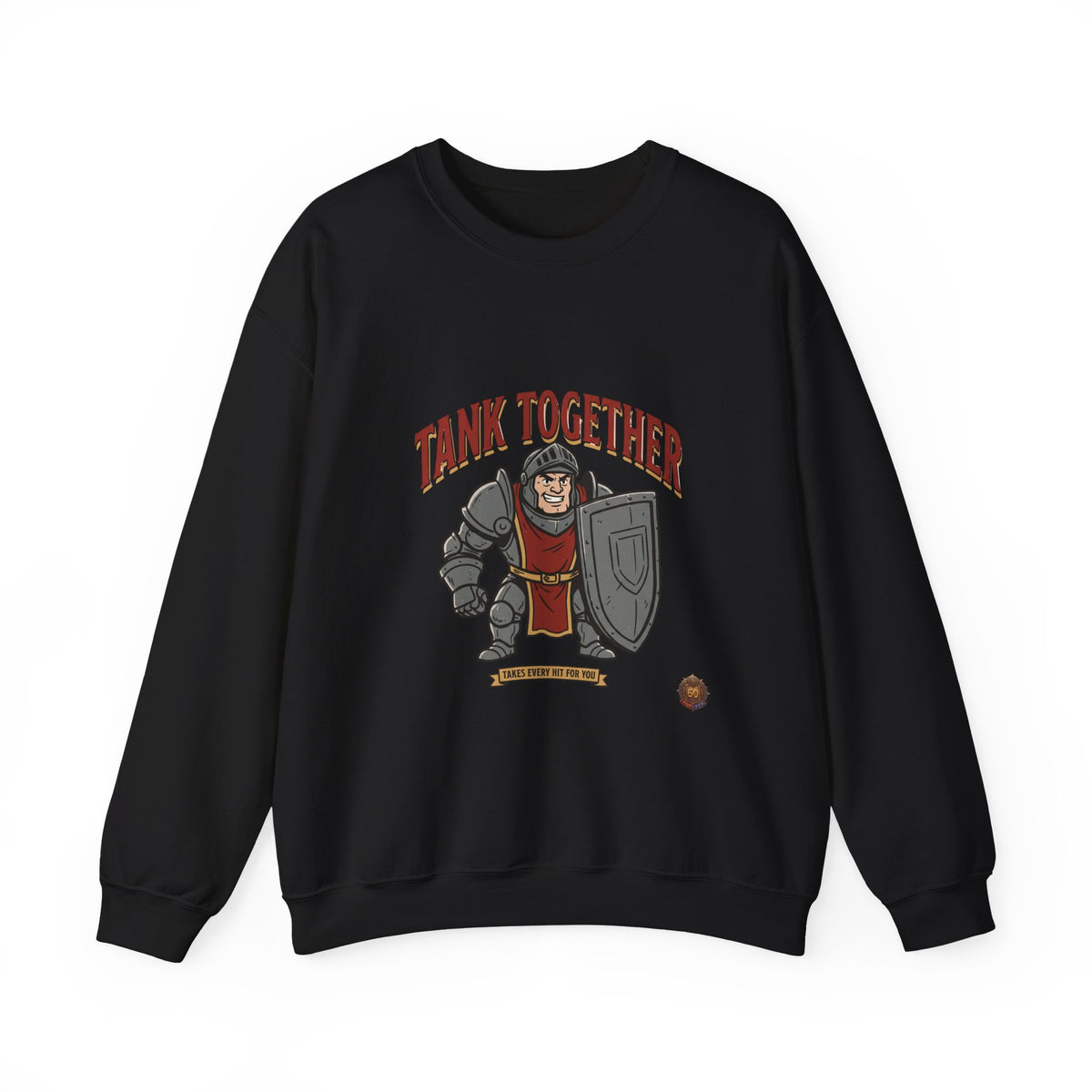 Tank Together Crewneck Sweatshirt — Funny RPG Tank Companion Graphic