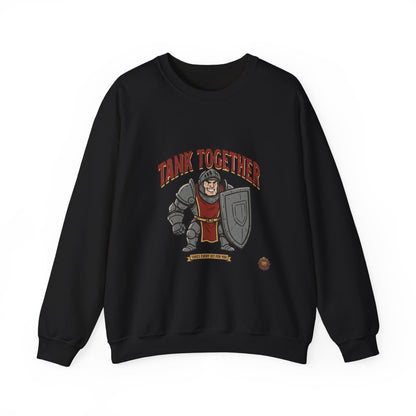 Tank Together Crewneck Sweatshirt — Funny RPG Tank Companion Graphic