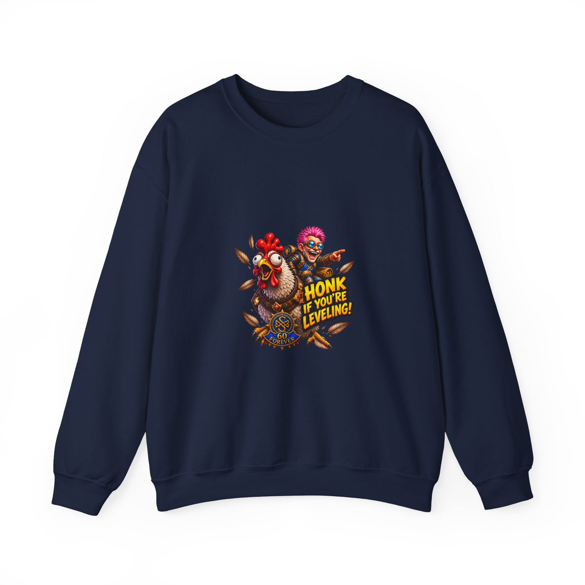 Crewneck Sweatshirt — "Honk If You're Leveling" Gamer Chicken Graphic