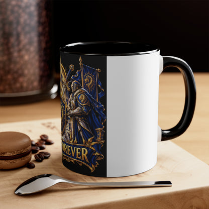 Sixty Forever Accent Mug — Medieval Crest Lion Shield Birthday Coffee Cup