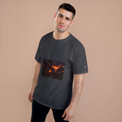 Champion T-Shirt — Dark Fantasy Volcano Landscape Graphic Tee