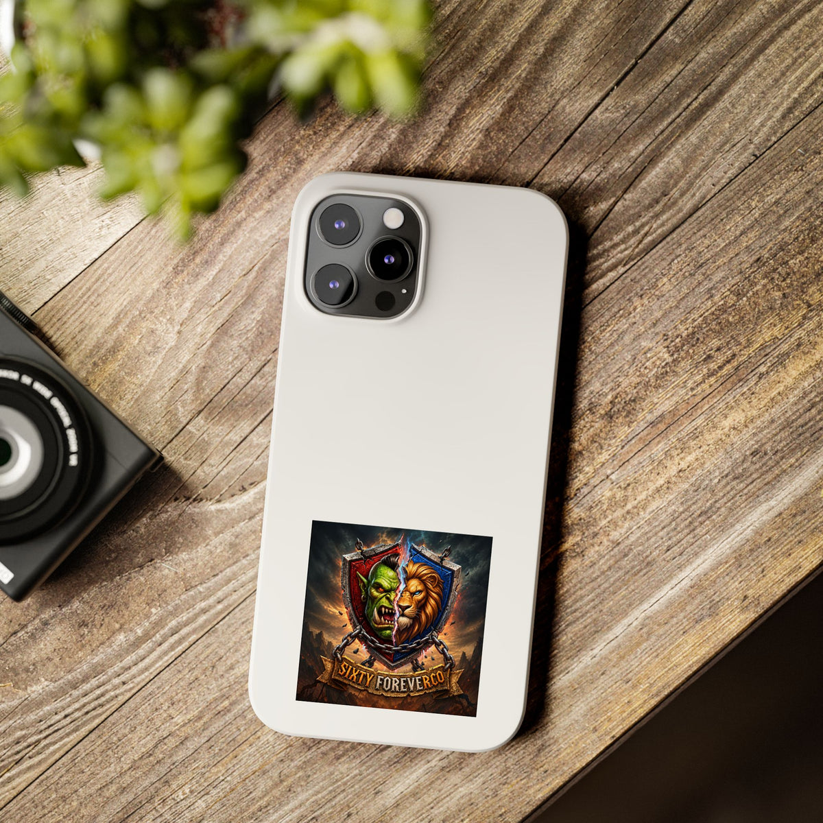 Slim Phone Case — Fantasy Shield Orc & Lion Crest "Sixty Forever"