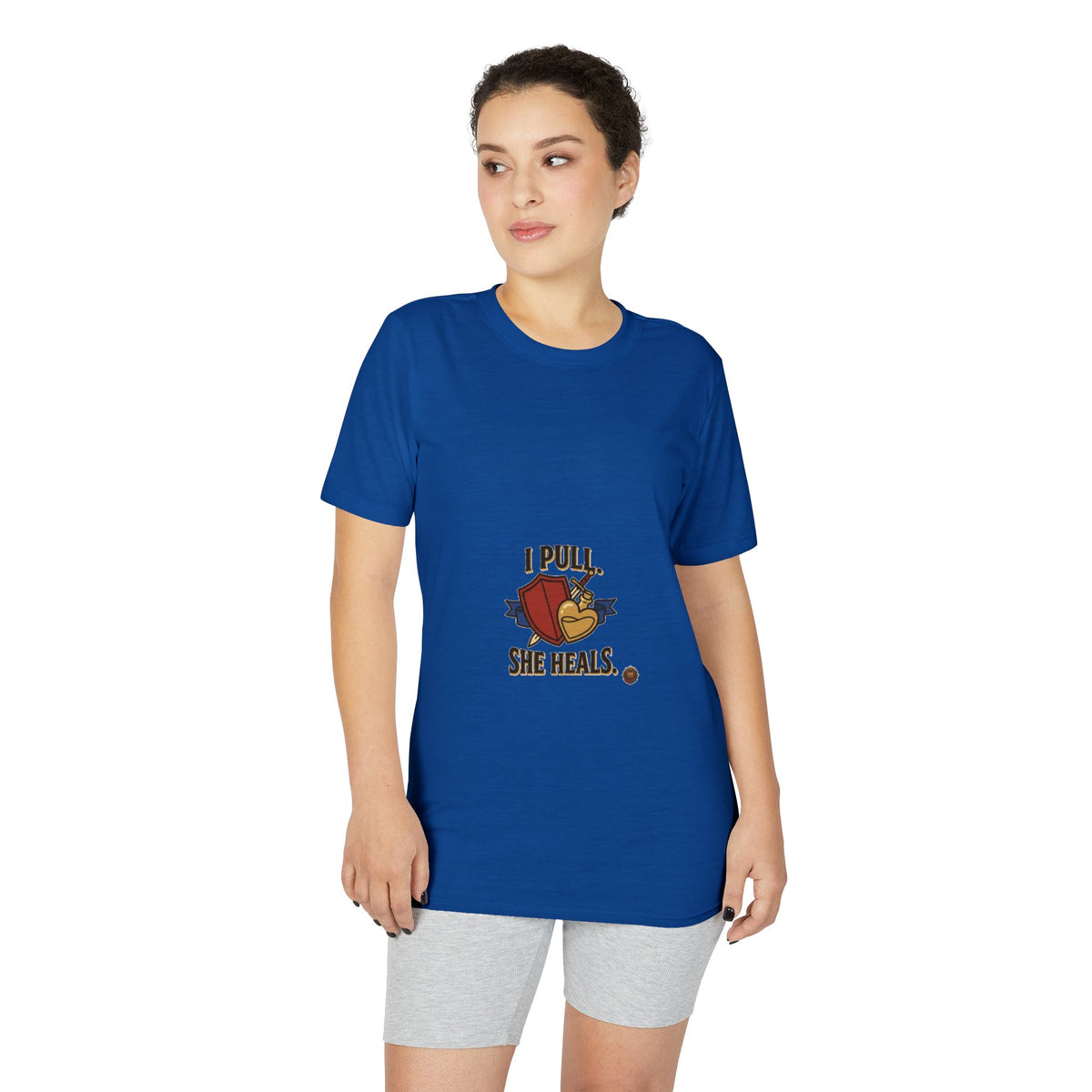 I Pull, She Heals Weightlifting T-Shirt — Couples Gym Workout Tee