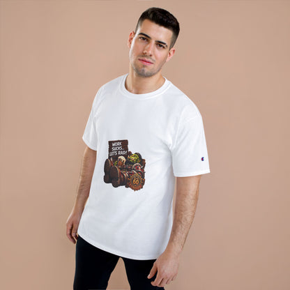 Gaming Champion T-Shirt — "Work Sucks... Let's Raid!" Funny MMO Raid Shirt