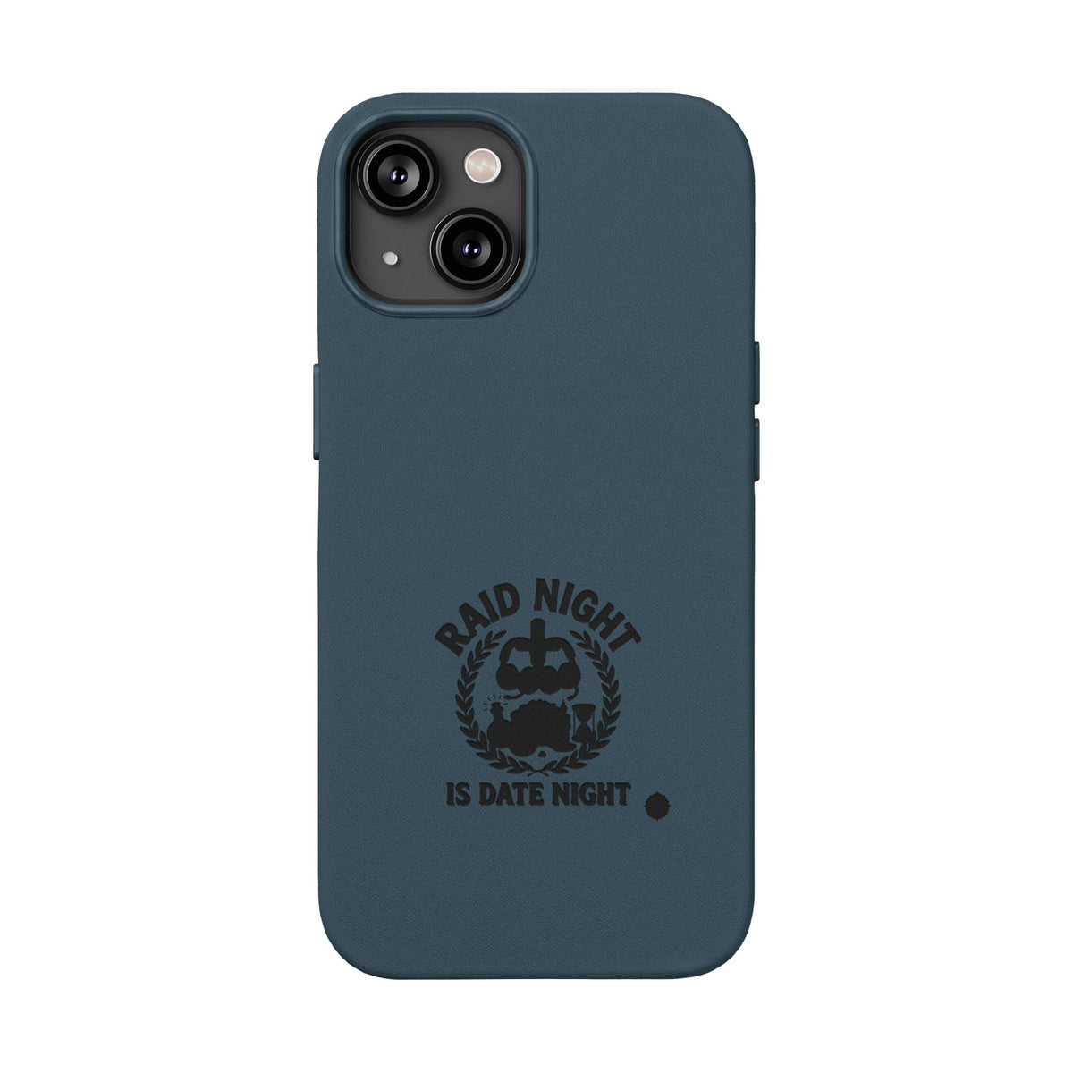 Engraved PU Leather Phone Case — 'Raid Night' Embossed Protective Cover