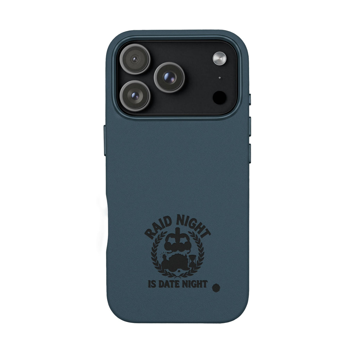 Engraved PU Leather Phone Case — 'Raid Night' Embossed Protective Cover