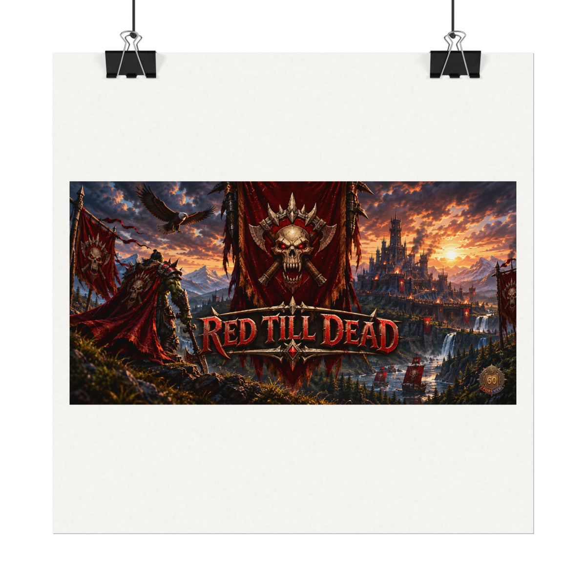 Red Till Dead Gothic Skull Poster — Textured Watercolor Matte Print