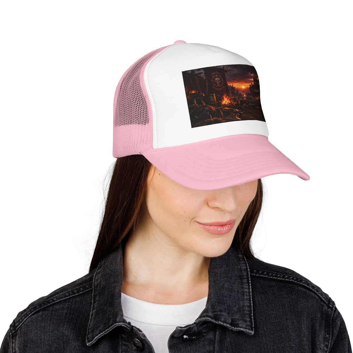 Post-Apocalyptic Campfire Foam Trucker Hat – Dark Dystopian Landscape