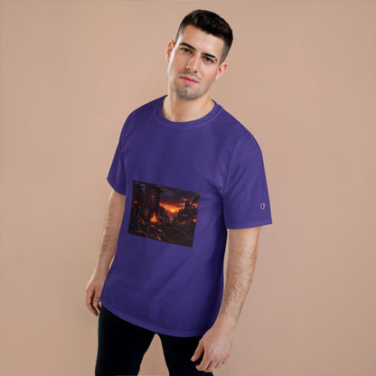 Champion T-Shirt — Dark Fantasy Volcano Landscape Graphic Tee