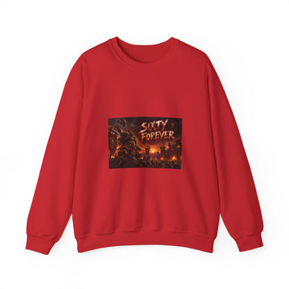 Sixty Forever Crewneck Sweatshirt — Gothic Fire Graphic Sweatshirt