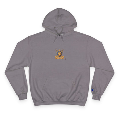 Champion Hoodie — Small Gold Crest Logo Athletic Pullover