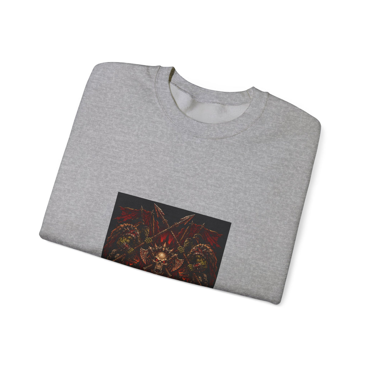 Crewneck Sweatshirt — Gothic Skull & Flames "Seven For Hell" Graphic