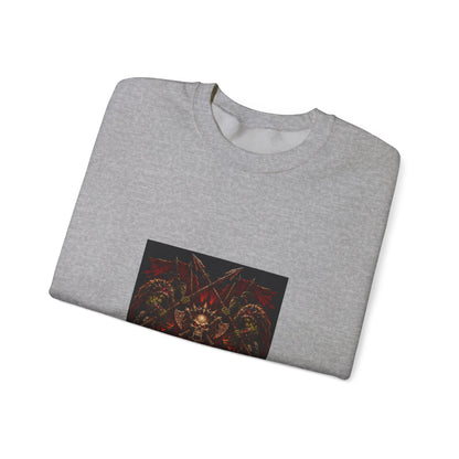 Crewneck Sweatshirt — Gothic Skull & Flames "Seven For Hell" Graphic