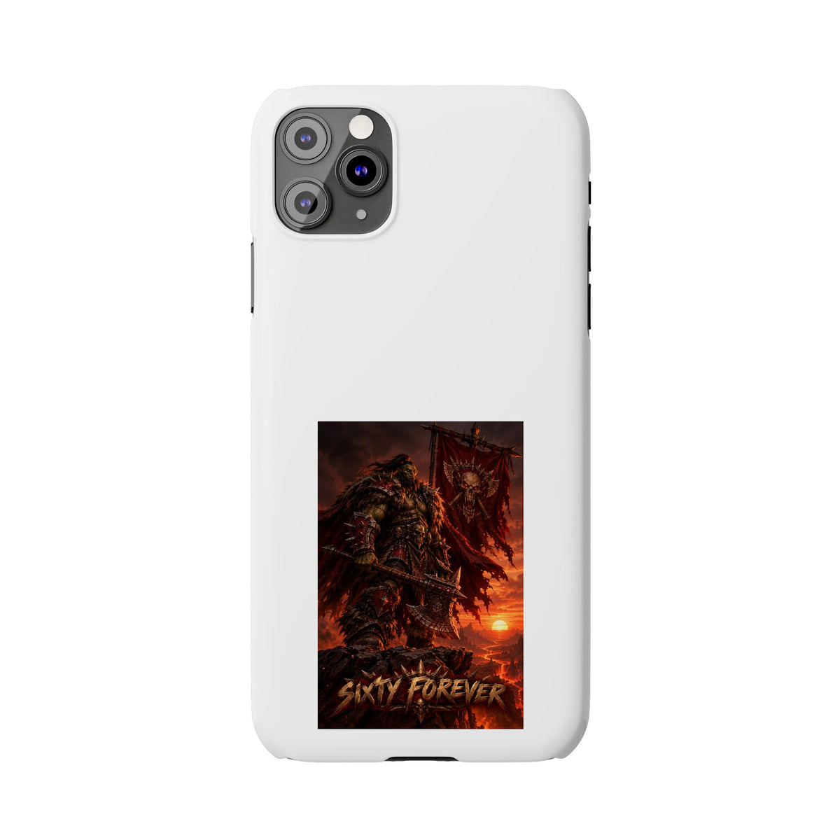 Slim Phone Case — Dark Viking Warrior 'Sixty Forever' Graphic
